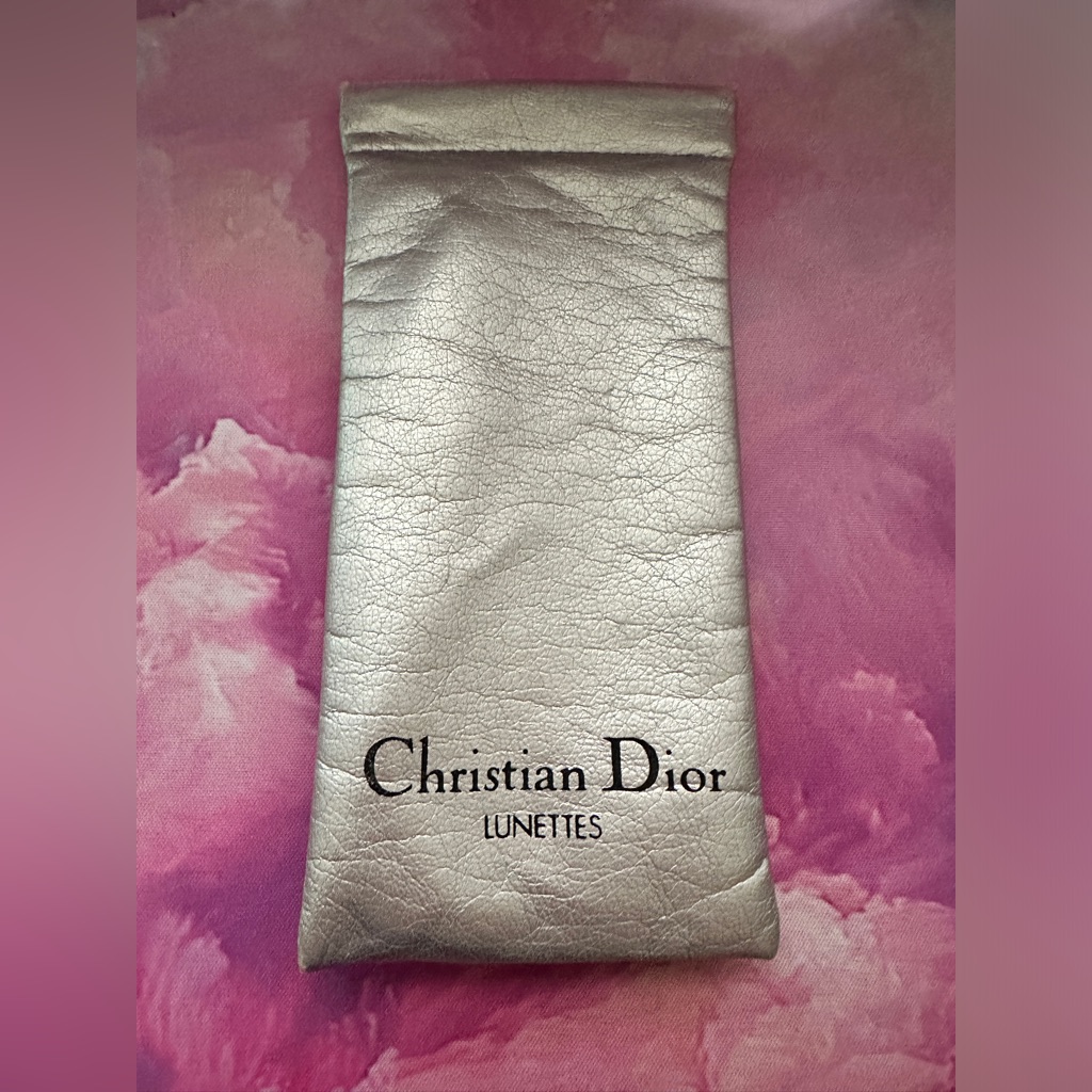 Vintage Christian Dior Leather Sunglasses Case/Pouch (Guc; Silver)